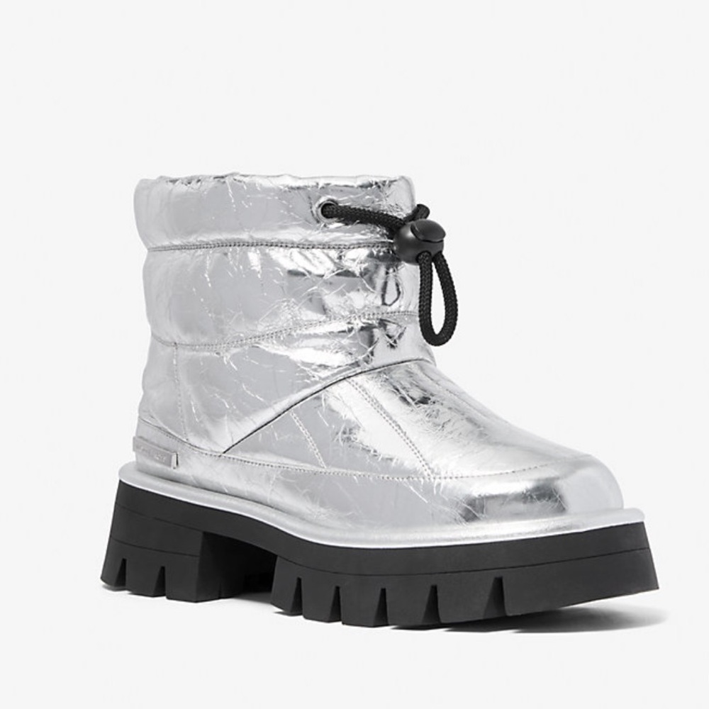 MICHAEL MICHAEL KORS silver 7.5 NWOT Barton Crackled Metallic Leather Boot